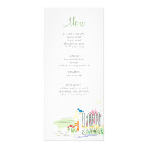 Bird on a Fence Shower Menu Personalised Rack Card