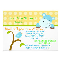 birdie and hippo,baby shower,invite,cute,fun,sweet