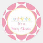birdies  baby shower sticker cute fun polk a dots