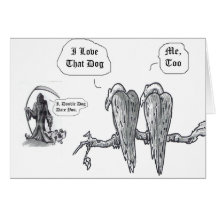 Birds Eye View, Little Dog GRIM Greeting Card