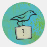 Birds question marks colourful art Orderly Univers Round Stickers