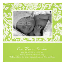Birth Announcement - lime floral