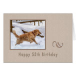 Birthday, 55th, Golden Retriever Dog in Snow Greeting Card