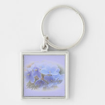 Birthday Blue African Violets Key Chain