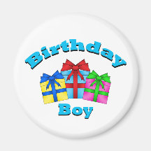 Birthday boy with presents magnets