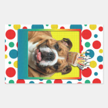 Birthday Cupcake - Bulldog - Dark Rectangle Stickers