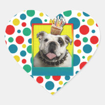 Birthday Cupcake - Bulldog - Light Stickers