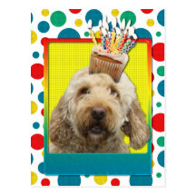 Birthday Cupcake - GoldenDoodle Postcard