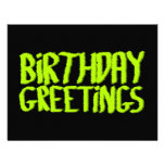 Birthday Greetings. Green and Black. Custom Custom Announcements