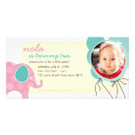BIRTHDAY INVITE PHOTOCARD :: elephant + balloons 7 Customized Photo Card