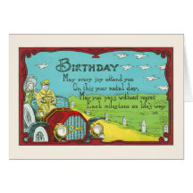 Birthday Milestones-Great for antique car lovers Greeting Card