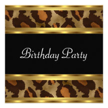 Birthday Party Gold Leopard Custom Invitations
