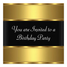 Birthday Party Invitation Gold Black