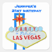 Birthday Party Invitation Las Vegas SIgn Stickers