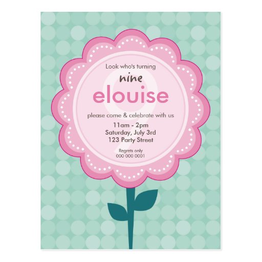 BIRTHDAY PARTY INVITATION :: numbered daisy 3 Postcards