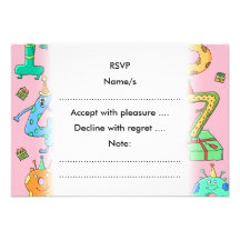 Birthday Party Numbers, on Pink. Invitations