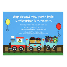 Birthday Party Train Birthday Invitation