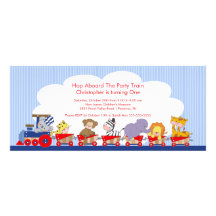 Birthday Safari Animals Train Birthday Invitation