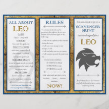 Birthday Scavenger Hunt List: Zodiac Leo Full Color Flyer