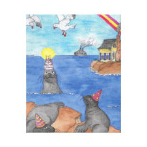 Birthday Seals 8 x 10 Canvas Gallery Wrapped Canvas