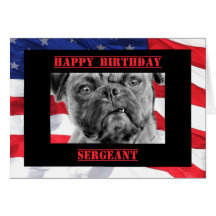 Birthday Sergeant Military Soldier U.S. Flag & Dog Card