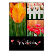 Birthday Tulip Collage Greeting Card