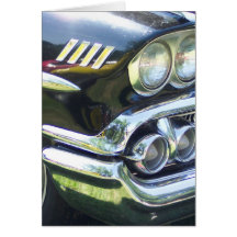 black and chrome classic car front passenger side card