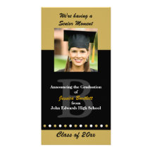 Black and Gold Graduation Announcement Picture Card