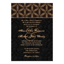 Black and Gold Pattern Wedding H640 Announcement