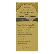 Black and Gold Wedding Program Rack Card