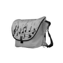black and grey musical notes commuter bags