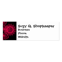 Black and Hot Pink Fuchsia Lace Snowflake Design Business Card Templates