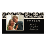 Black and Ivory Damask Save the Date Photo Cards