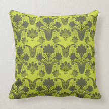 black and lime green damask pillows