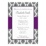 Black and Purple Damask Bridal Shower Invitation