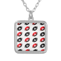 Black and Red Footballs Necklace