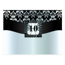Black and silver grey damask postcard