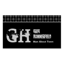 Black and Silver Grunge Style  For Him Template Business Card