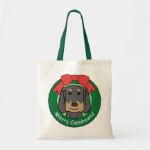 Black and Tan Coonhound Christmas Canvas Bag