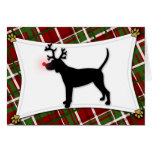 Black and Tan Coonhound Reindeer Christmas Card