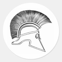Black and White Ancient Greek Warrior Helmet Sticker