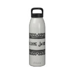 Black and White Art Deco Ornamental Personalised Reusable Water Bottle