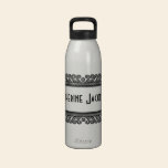 Black and White Art Deco Ornamental Personalised water bottles