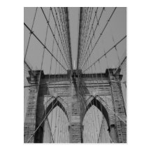 Black and white Brooklyn Bridge card Postcards