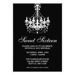 Black and White Chandelier Sweet Sixteen Birthday Custom Invite