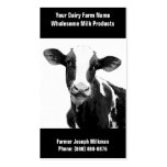 Black and White Dairy Cow for Milk Operation Business Card Template