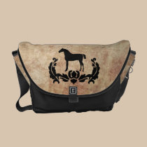 Black and White Damask Horse messenger bags
