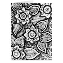 Black and White Damask Indian Mandala Thank You Card