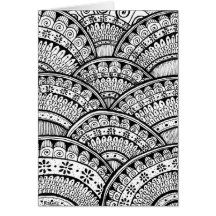 Black and White Damask Indian Mandala Thank You Greeting Card