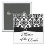 Black and White Damask Mother of the Bride Pin